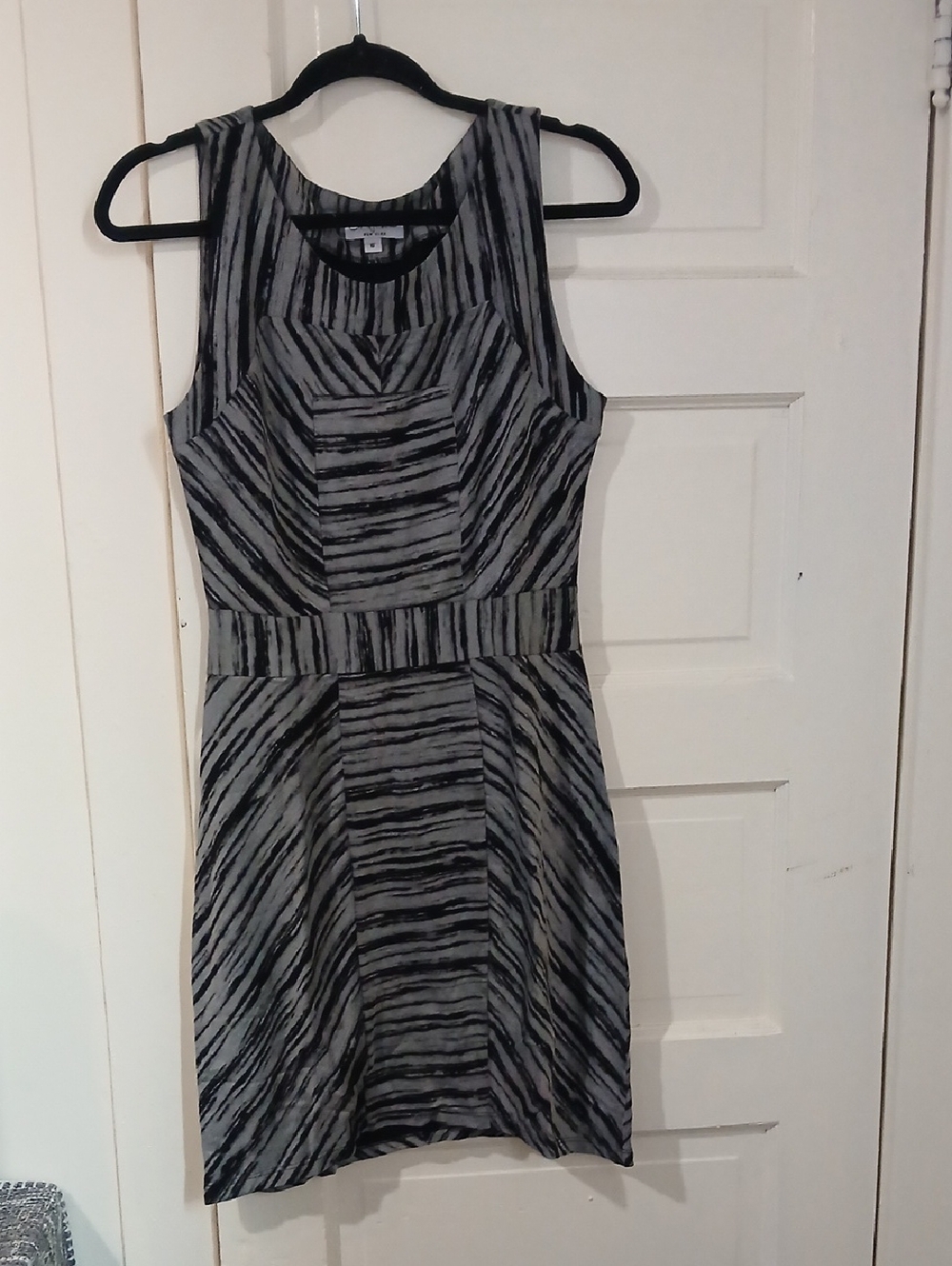 Striped Sleeveless Mini Dress in Black and Gray